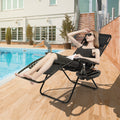 Outdoor Folding Zero Gravity Reclining Lounge Chair with Utility Tray-Black