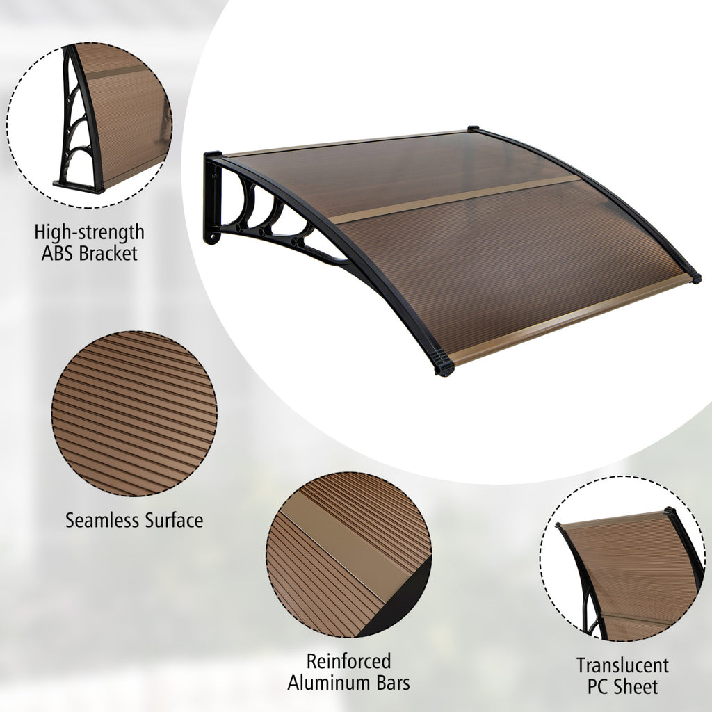 Outdoor Front Door Patio Overhang Awning for Sunlight Rain Snow Wind Protection-48 x 40 Inch
