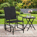 Outdoor Glider Chair with Metal Frame and Armrests-Black