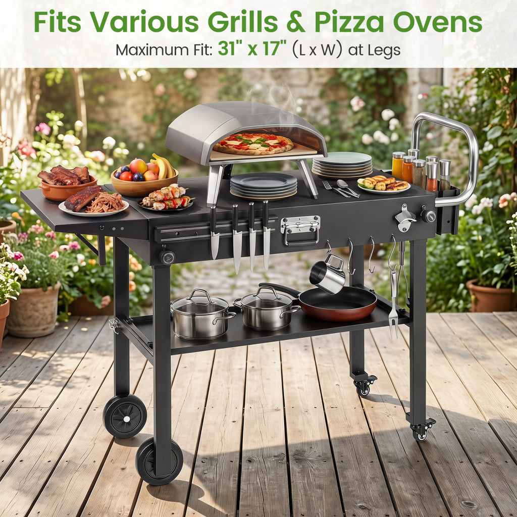 Outdoor Grill Cart  Foldable Grilling Table for Blackstone Griddle with 31 x 17 Tabletop
