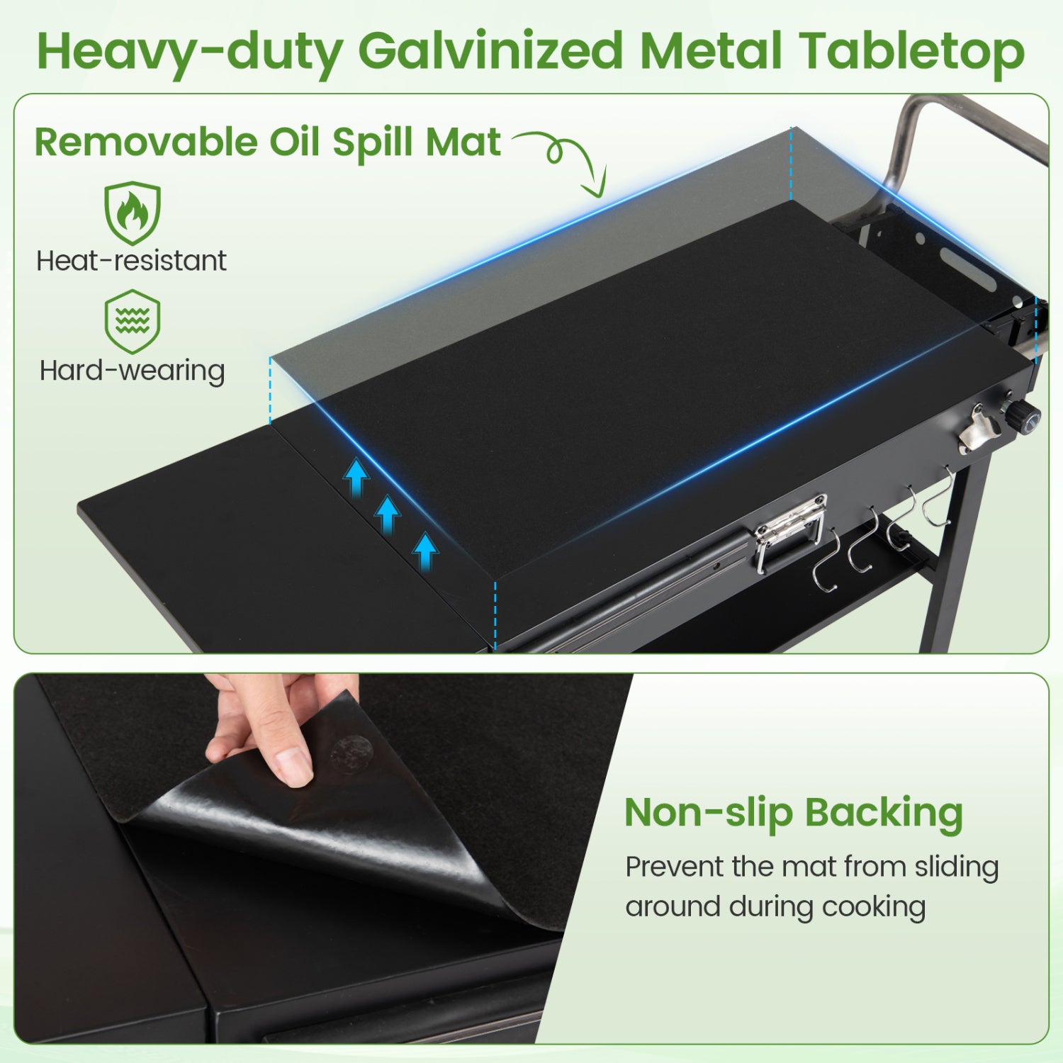 Outdoor Grill Cart  Foldable Grilling Table for Blackstone Griddle with 31 x 17 Tabletop