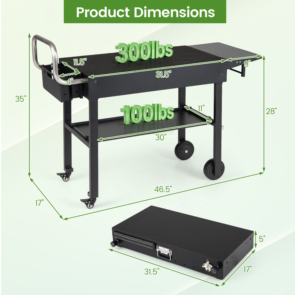 Outdoor Grill Cart  Foldable Grilling Table for Blackstone Griddle with 31 x 17 Tabletop