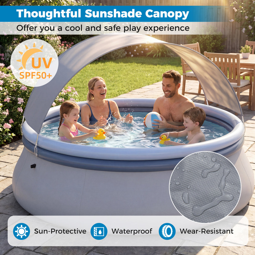 Piscine Gonflable Extérieure avec Abri Pare-Soleil-M