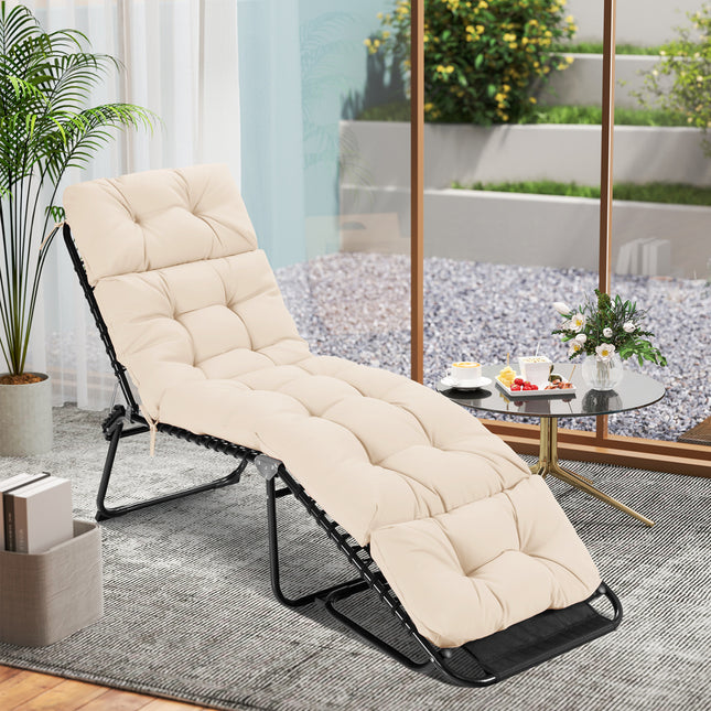 Outdoor Lounge Chaise Cushion 73"x22" with High Back String Ties-Beige
