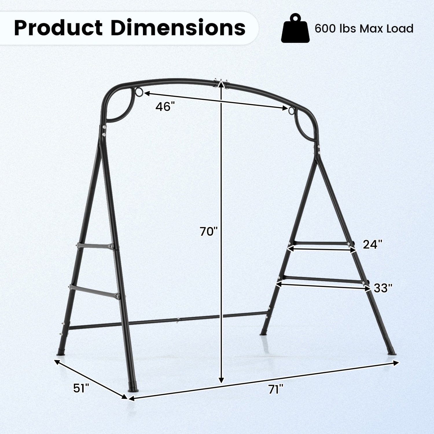 Portique en métal avec 4 barres de support et 2 modes de suspension - Noir