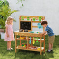 Outdoor Play Pretend Kitchen with Faucet and Removable Sinks for Children Aged 3+-Natural