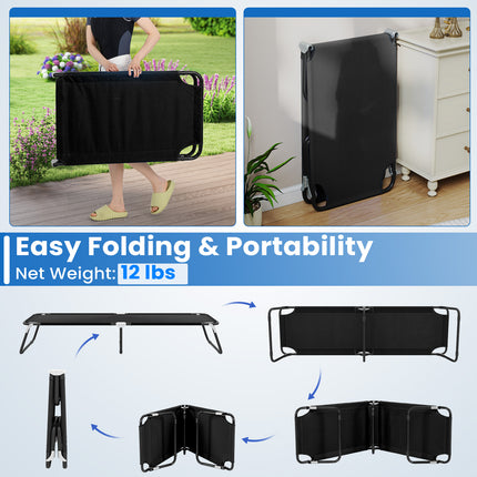 Outdoor Portable Folding Camping Bed for Sleeping Hiking Travel-Black