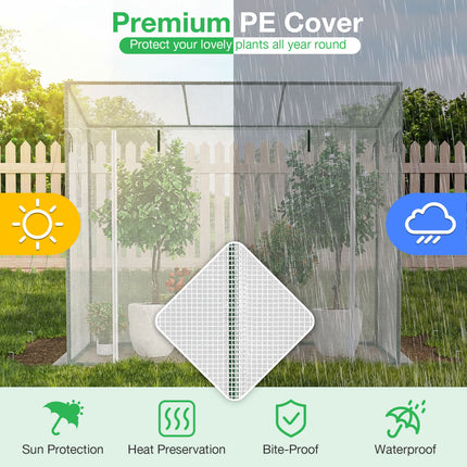 Outdoor Portable Walk-in Greenhouse with PE Cover Roll-up Zipper Door-White