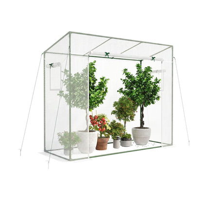 Outdoor Portable Walk-in Greenhouse with PE Cover Roll-up Zipper Door-White