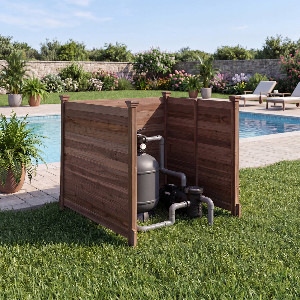 3-Panel Outdoor Privacy Air Conditioner Fence for Outside-Brown