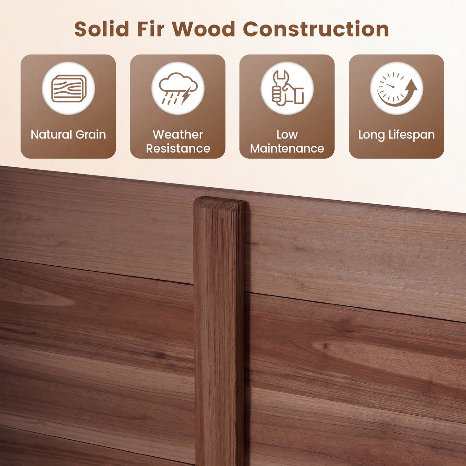3-Panel Outdoor Privacy Air Conditioner Fence for Outside-Brown