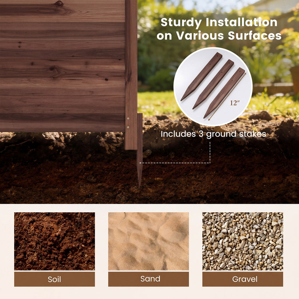 3-Panel Outdoor Privacy Air Conditioner Fence for Outside-Brown