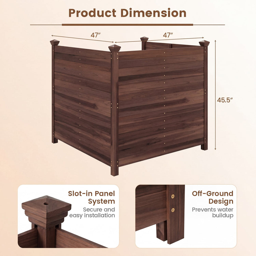 3-Panel Outdoor Privacy Air Conditioner Fence for Outside-Brown
