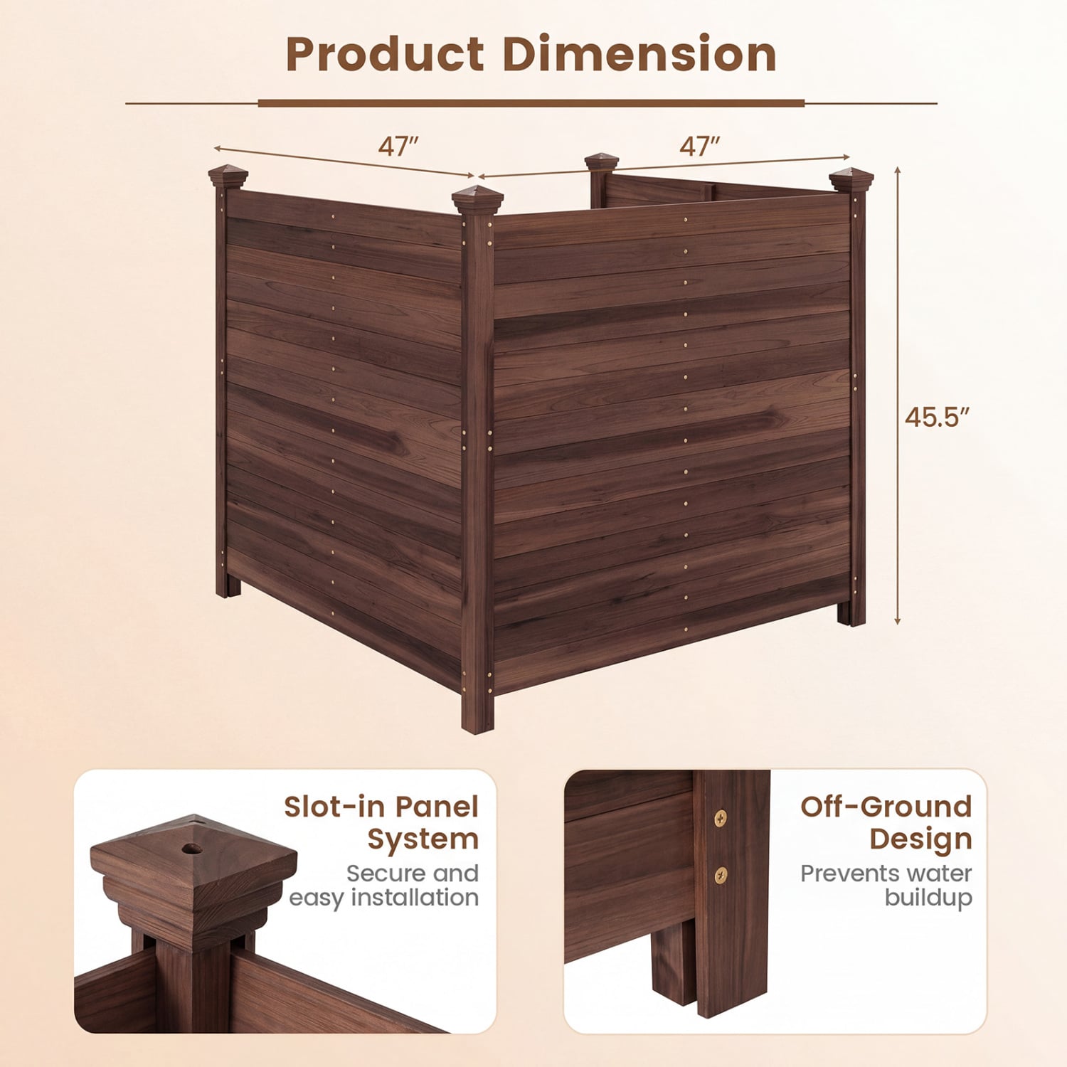 3-Panel Outdoor Privacy Air Conditioner Fence for Outside-Brown