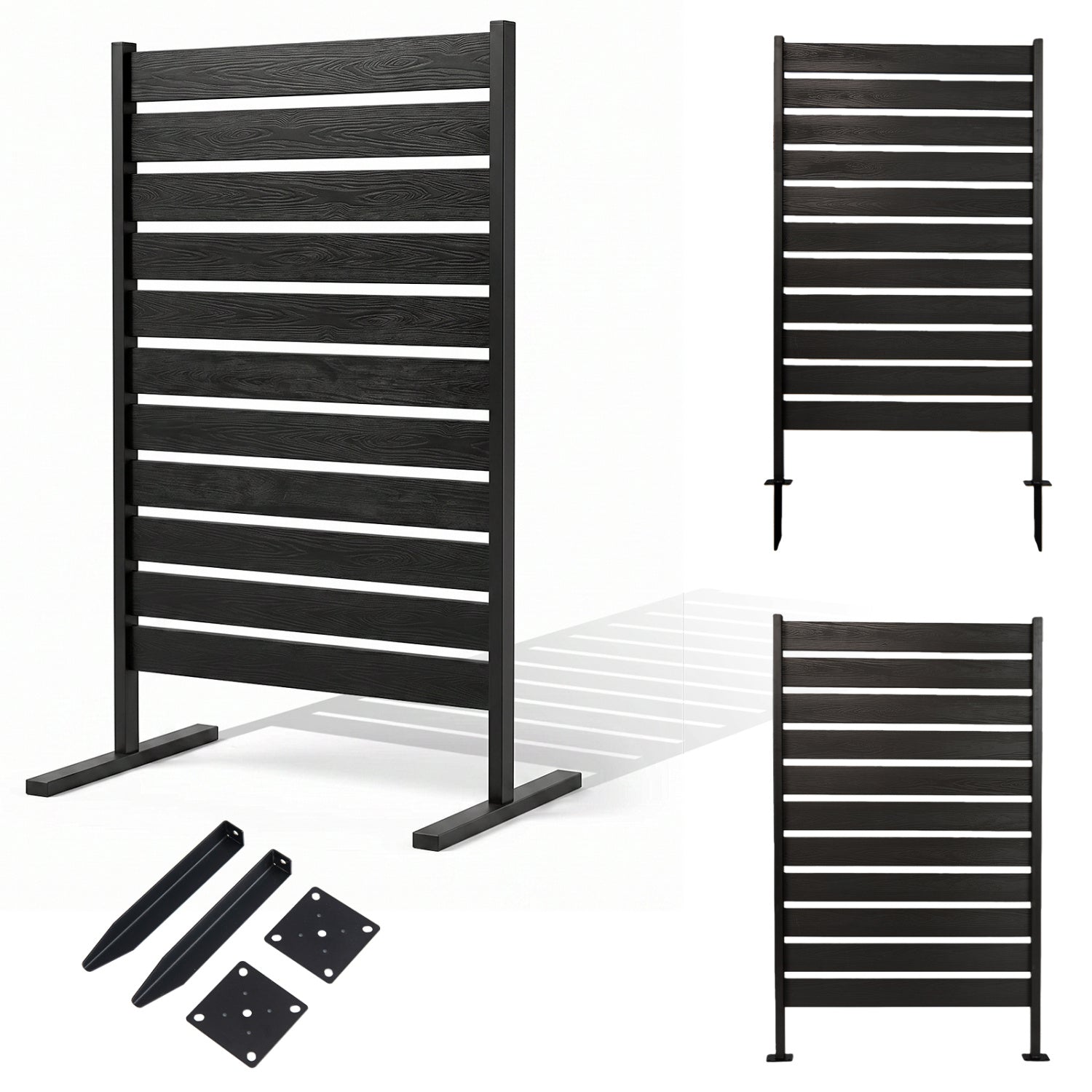 Outdoor Privacy Screen Fence for Backyard Pool Lawn-Black