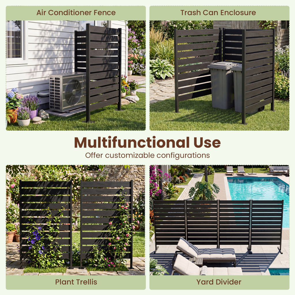 Outdoor Privacy Screen Fence for Backyard Pool Lawn-Black