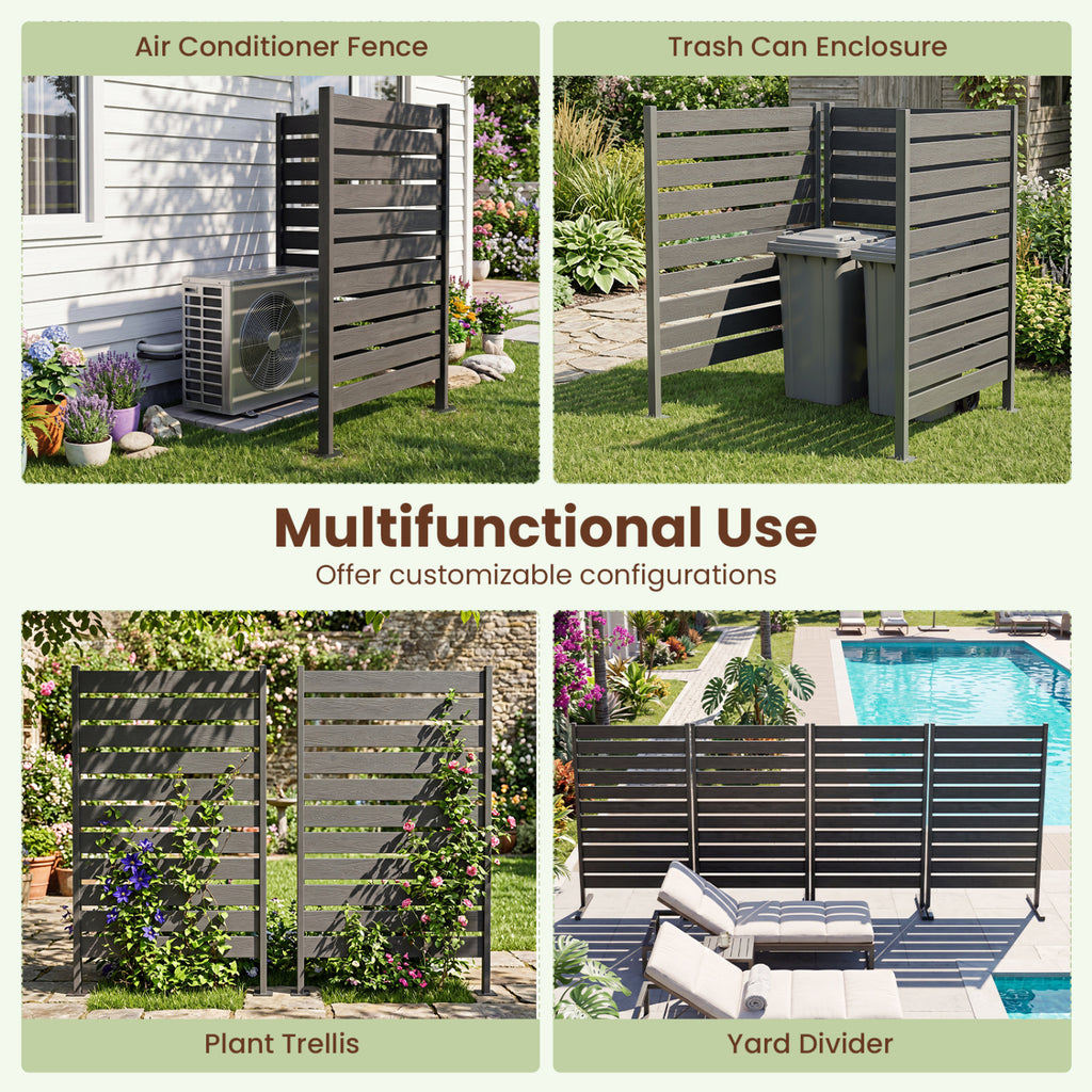 Outdoor Privacy Screen Fence for Backyard Pool Lawn-Gray