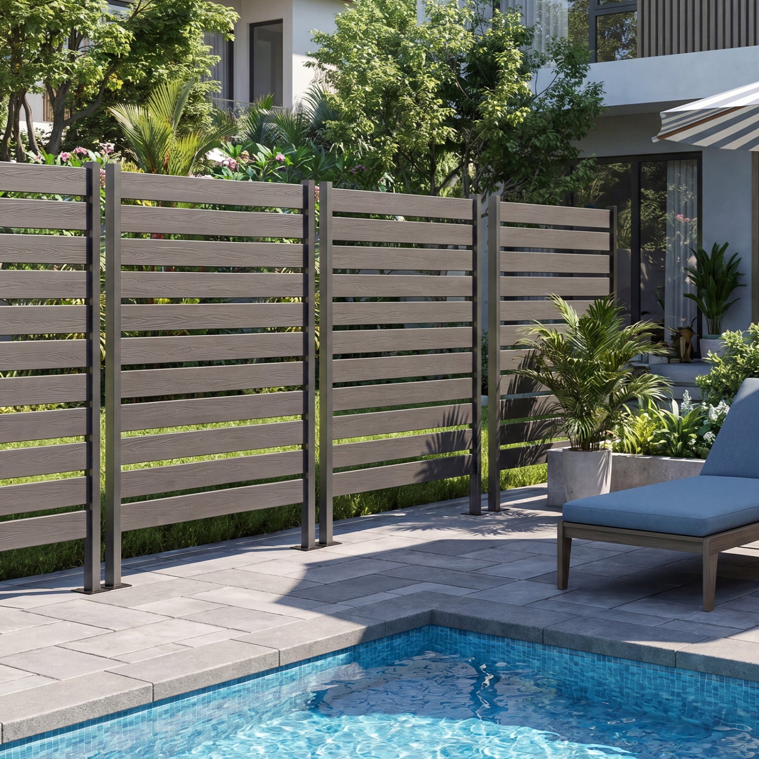 Outdoor Privacy Screen Fence for Backyard Pool Lawn-Gray