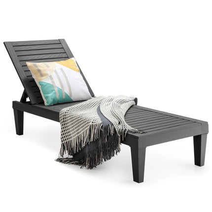 Outdoor Recliner Chair with 5-Position Adjustable Backrest-Black