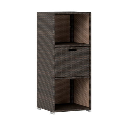 Outdoor Storage Cabinet Patio Wicker Organizer with Drawer-Brown