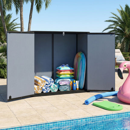 Outdoor Storage Shed 23.5 Cu.ft All-Weather Storage Box with Floor Lockable Door-Gray