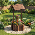 Outdoor Wooden Wishing Well Planter Bucket