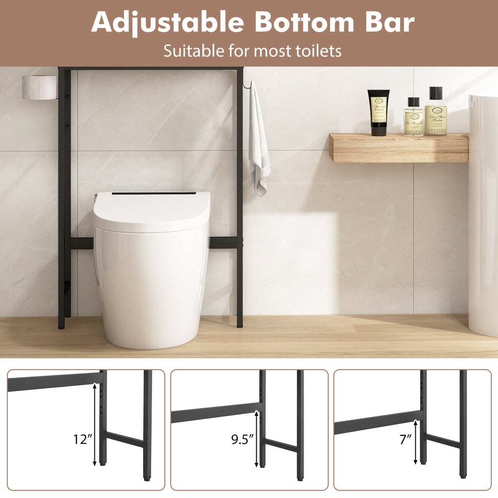 Over The Toilet Storage Cabinet with 2 Doors and Adjustable Shelf-Natural