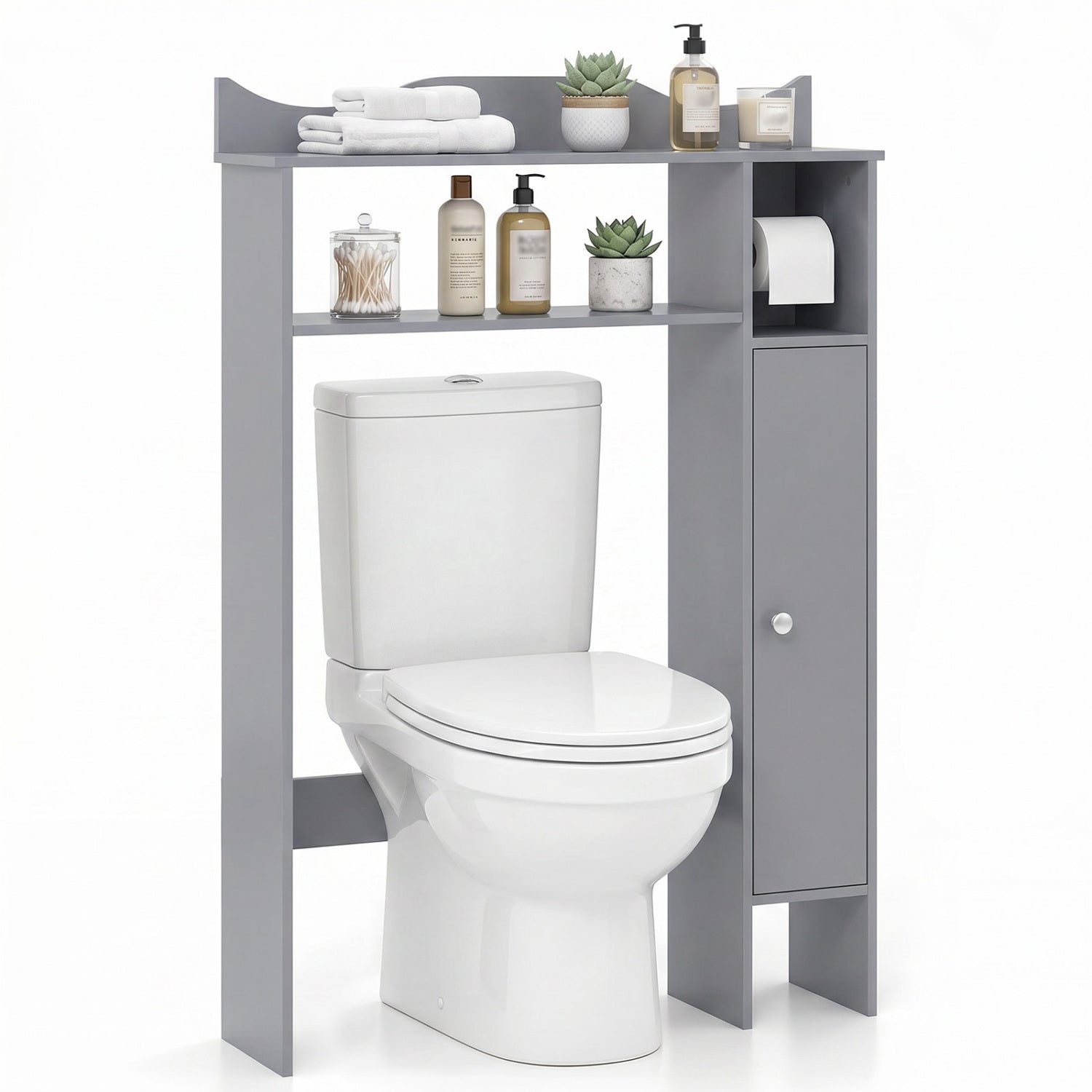 Over the Toilet Storage Cabinet with Toilet Paper Holder-Gray