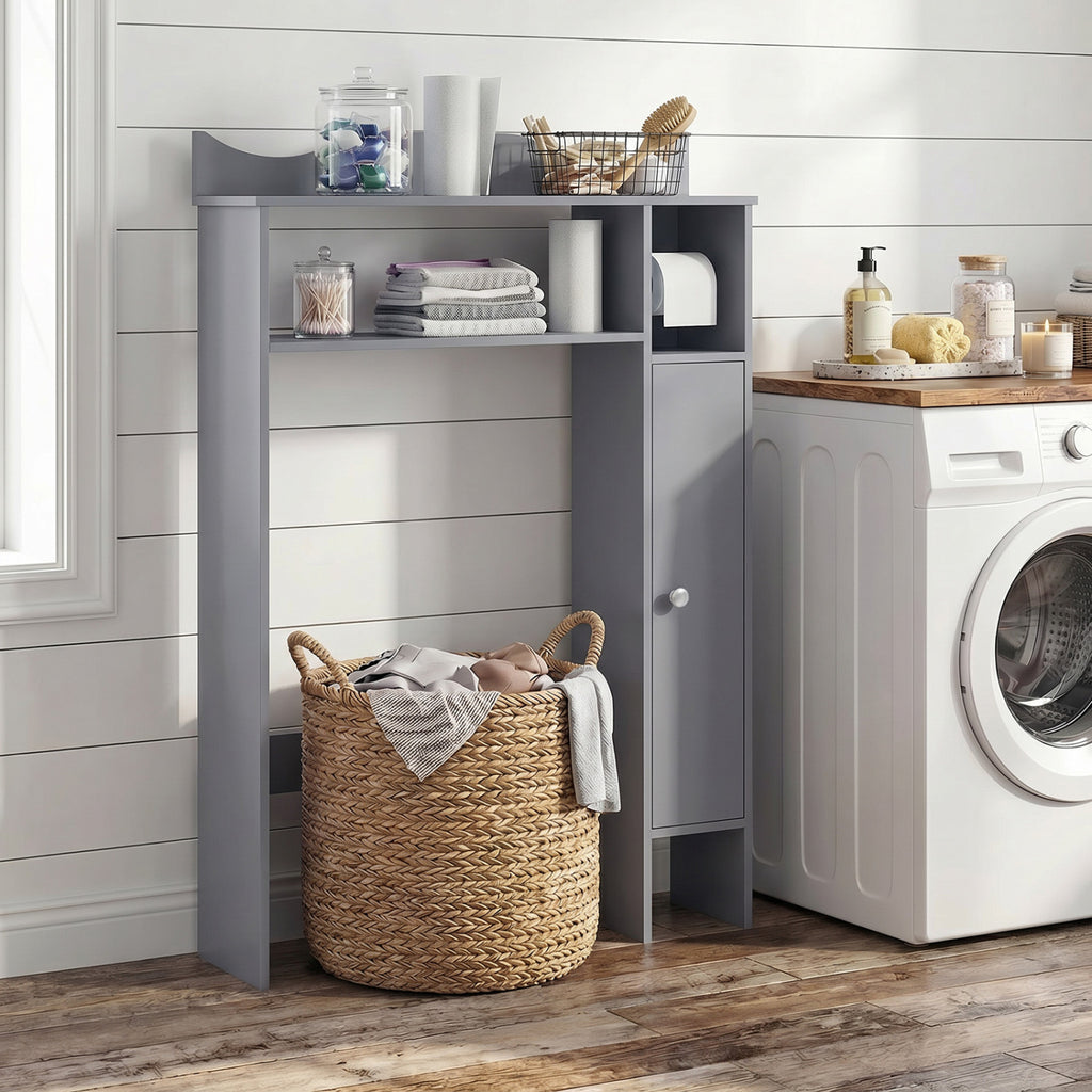 Over the Toilet Storage Cabinet with Toilet Paper Holder-Gray