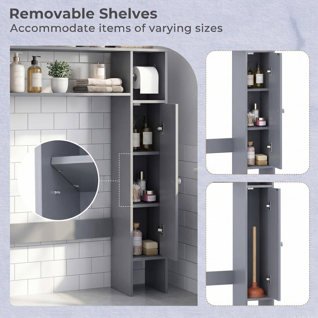 Over the Toilet Storage Cabinet with Toilet Paper Holder-Gray