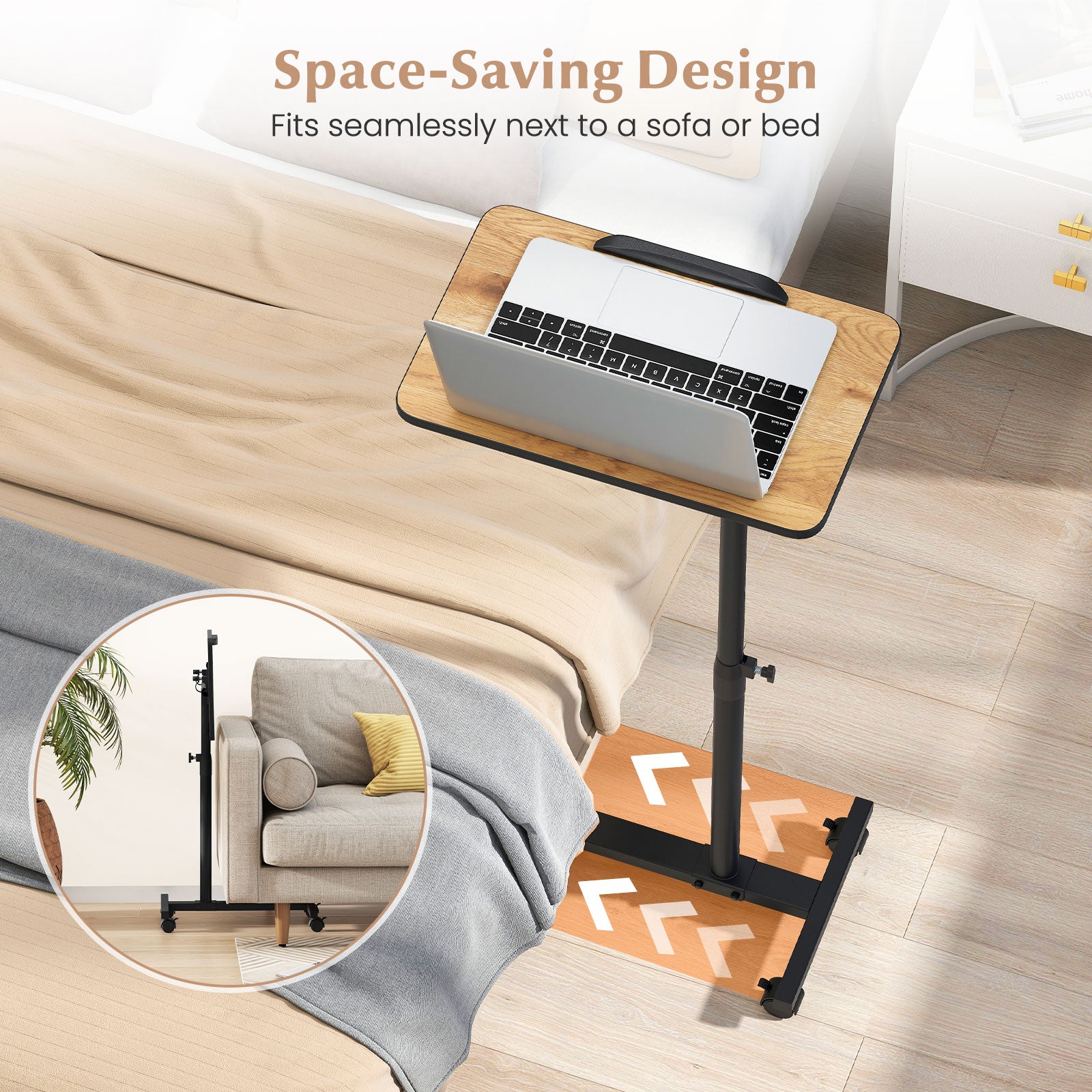Overbed Rolling Food Tray Table