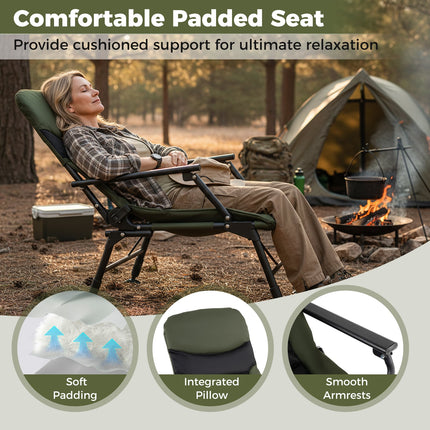 Oversized Foldable Fishing Chair for Adults with Armrest-Green
