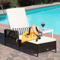 PE Rattan Chaise Lounge Chair Arm Chair Recliner Adjustable with Pillow