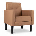 PU Leather Modern Accent Chair with Removable Seat Cushion-Brown