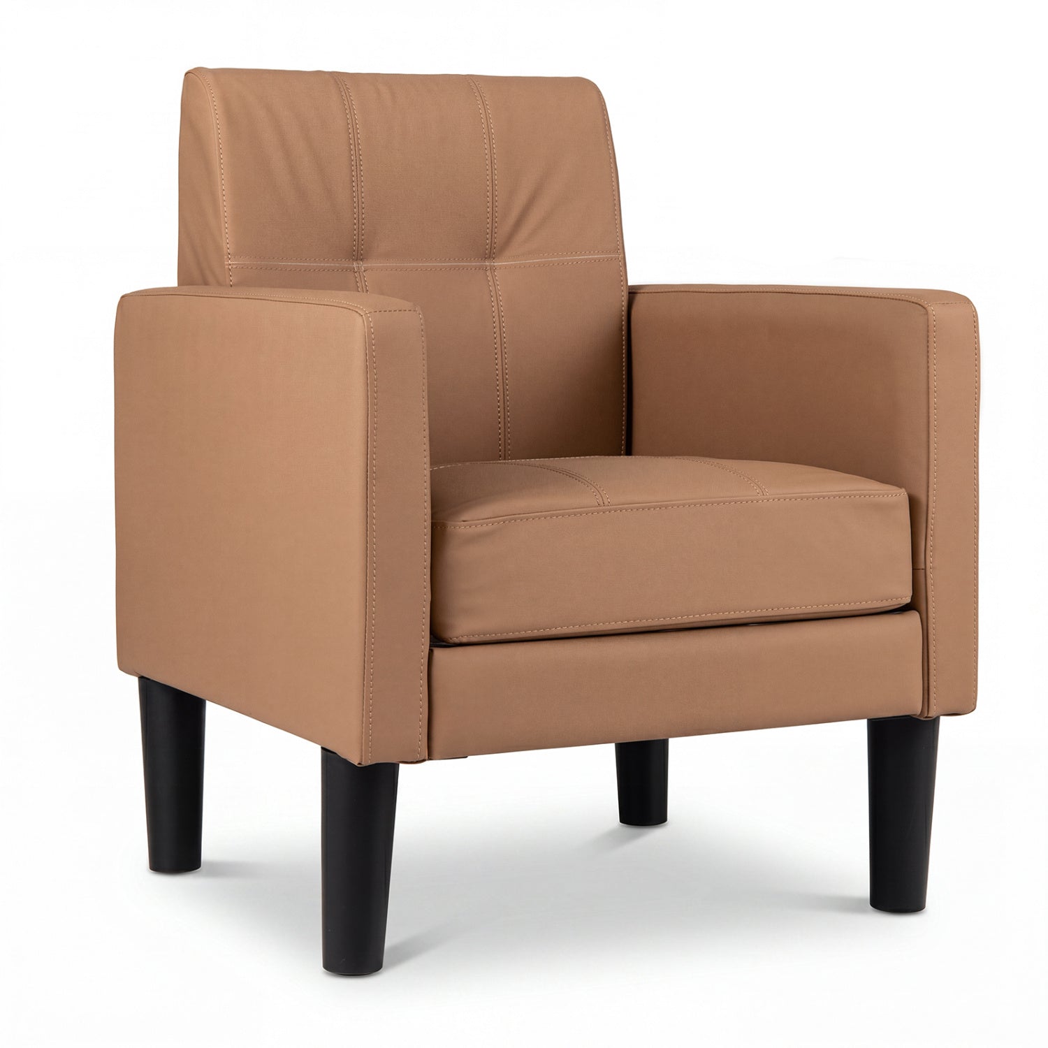 PU Leather Modern Accent Chair with Removable Seat Cushion-Brown