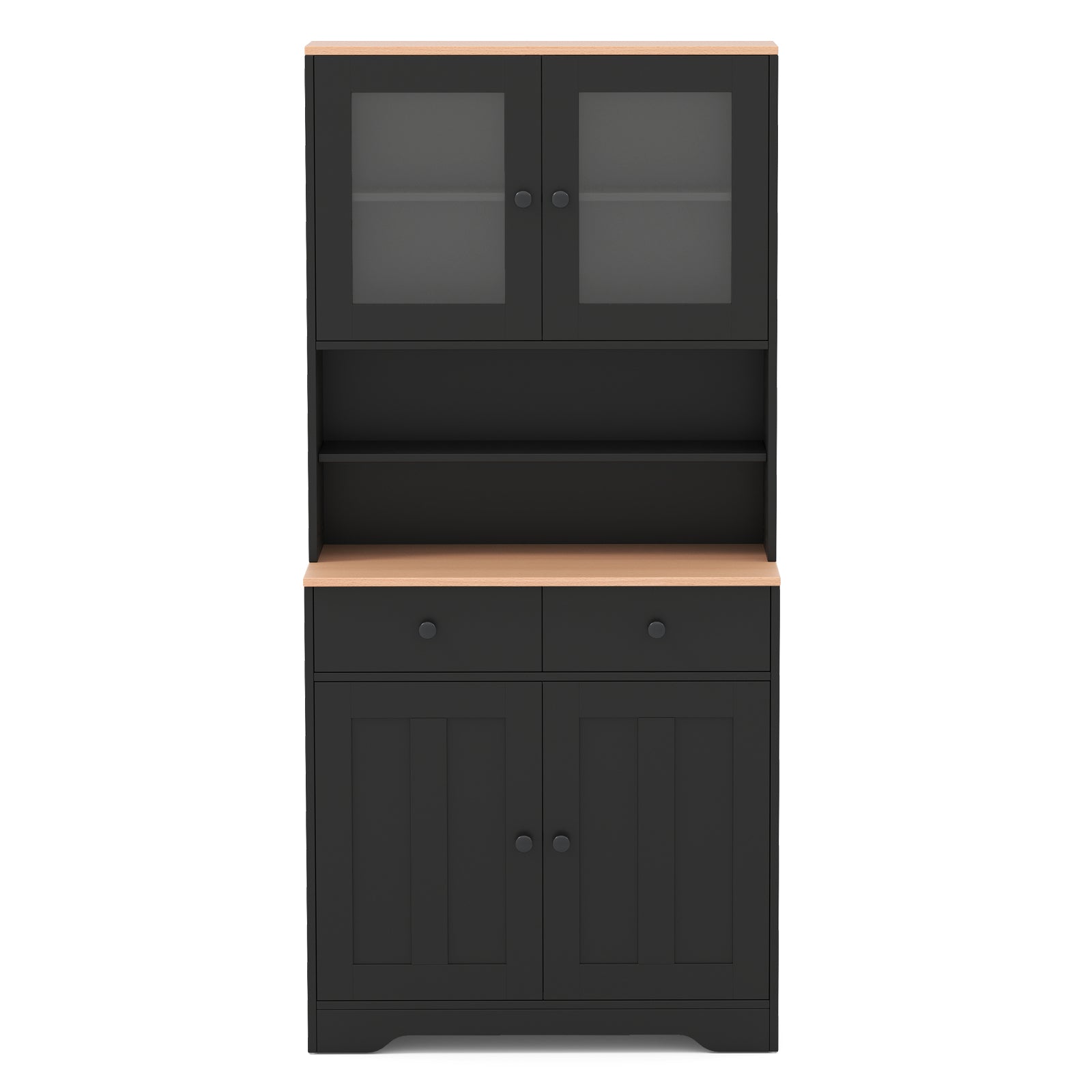 Pantry Cabinet with 2 Removable Shelves-Black