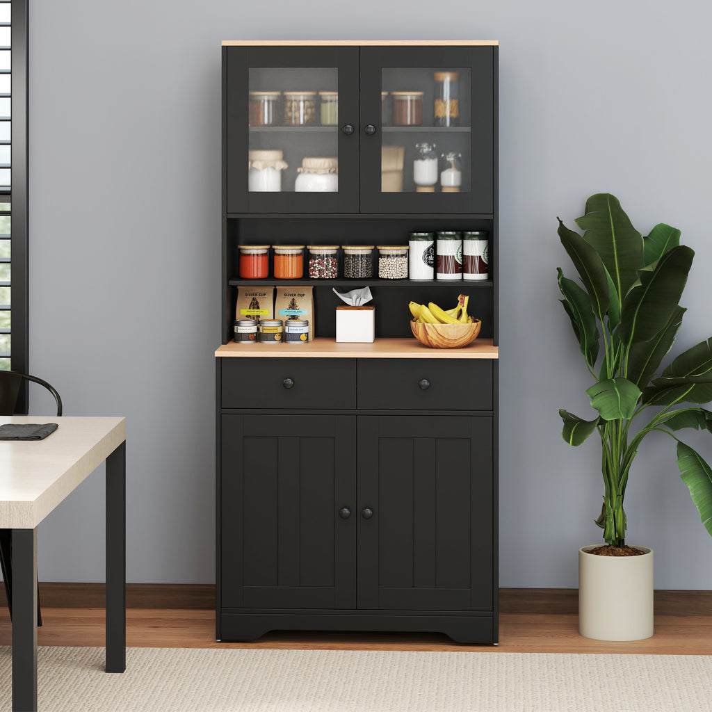 Pantry Cabinet with 2 Removable Shelves-Black