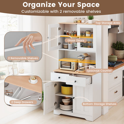 Pantry Cabinet with 2 Removable Shelves-White