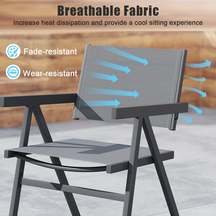 Patio Chairs Set of 2 Outdoor Dining Chair with Breathable Fabric Seat-Set of 2
