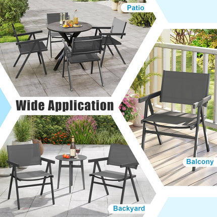 Patio Chairs Set of 2 Outdoor Dining Chair with Breathable Fabric Seat-Set of 2