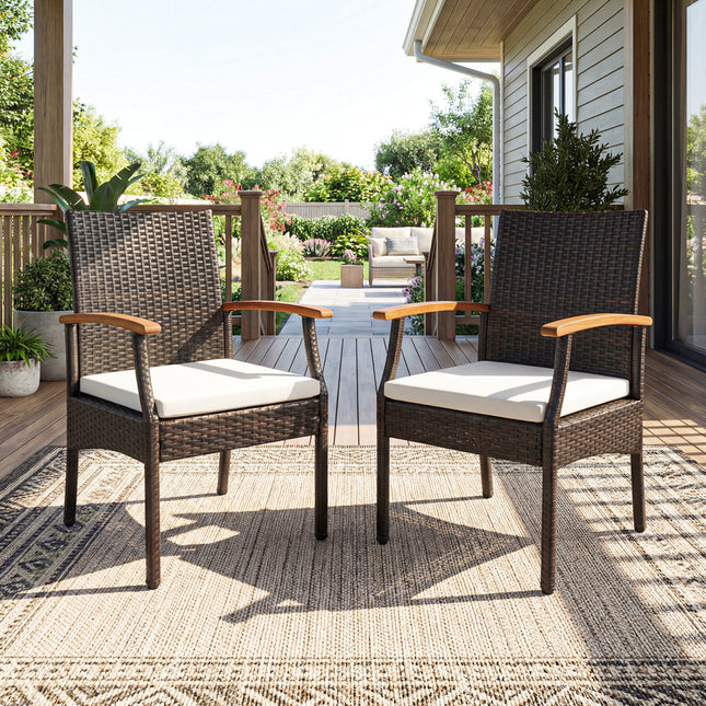 Patio Dining Chair with Soft Zippered Cushion-Set of 2
