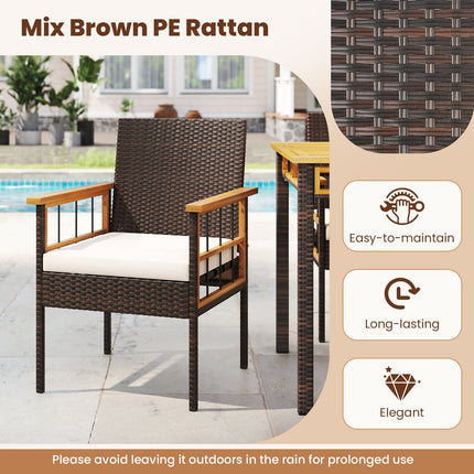 Patio Dining Chairs Set of 2 with Soft Cushions-White