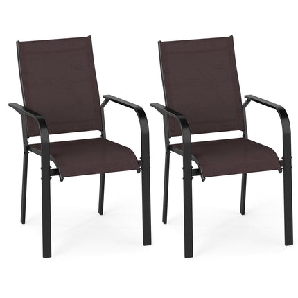 Patio Dining Chairs Set of 2/4/6 Stackable Outdoor Armchairs-Set of 2