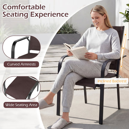 Patio Dining Chairs Set of 2/4/6 Stackable Outdoor Armchairs-Set of 2