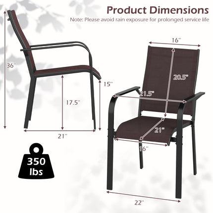 Patio Dining Chairs Set of 2/4/6 Stackable Outdoor Armchairs-Set of 2