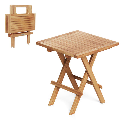 Patio Folding Side Table with X-shaped Legs and Slatted Tabletop