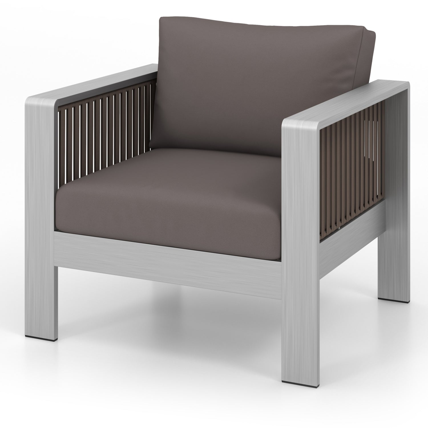 Fauteuil d'extérieur en aluminium avec coussins épais pour le dossier et l'assise