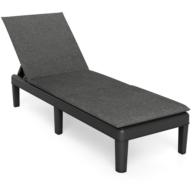 Patio Lounge Chair 3-Position Adjustable Backrest and Cushion-Gray