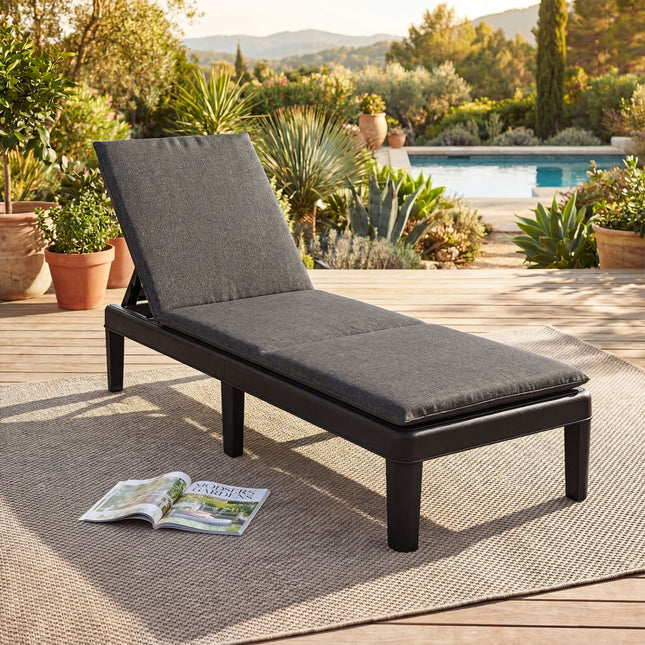 Patio Lounge Chair 3-Position Adjustable Backrest and Cushion-Gray