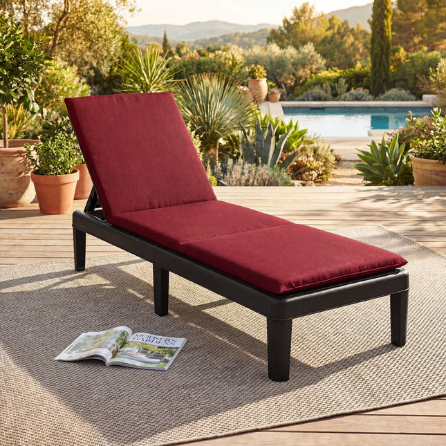 Patio Lounge Chair 3-Position Adjustable Backrest and Cushion-Red